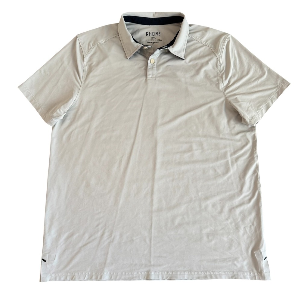 Rhone Commuter Large Beige Short Sleeve Performance Men's Golf Polo Shirt